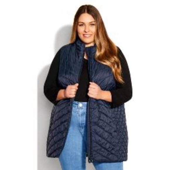 Avenue Jackets & Blazers - AVENUE Women's Plus Size Quilted Longline Vest - Navy Sz 30/32 NWT